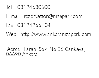 Niza Park Hotel Ankara iletiim bilgileri